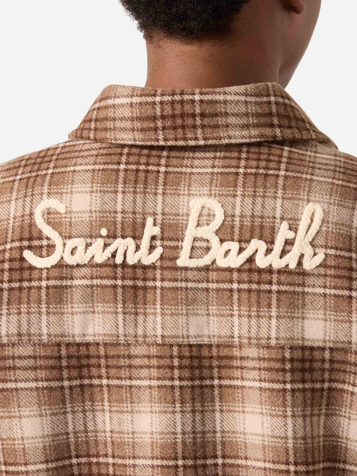 Cambry flannel overshirt with tartan pattern and logo embroidery
