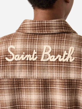 Cambry flannel overshirt with tartan pattern and logo embroidery