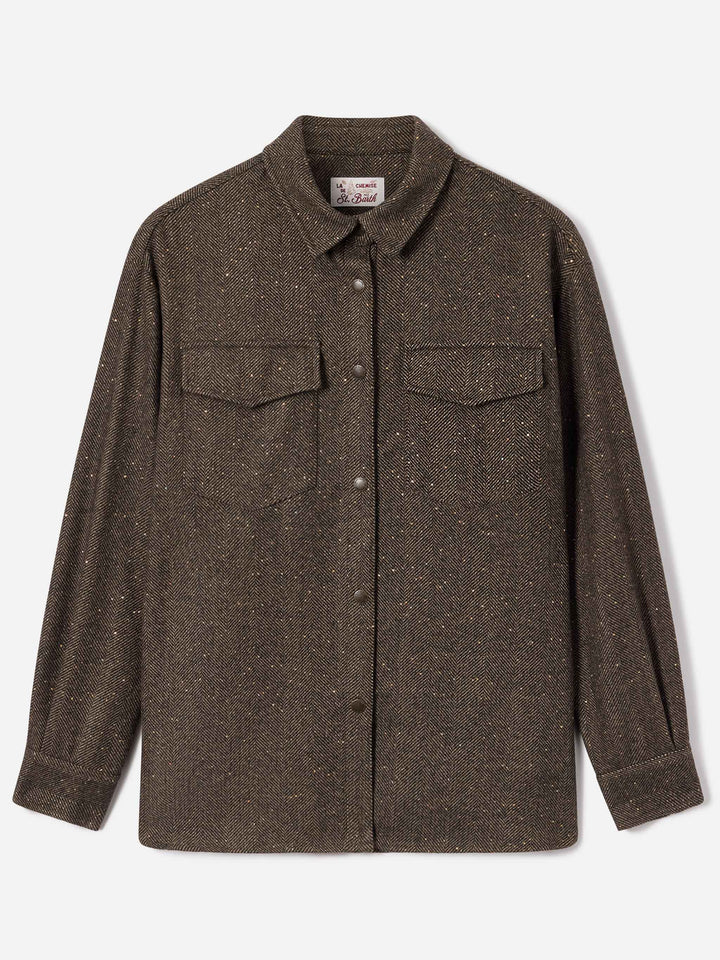 Surchemise Cambry en mélange de laine à motif chevrons 