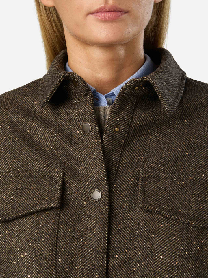 Cambry wool blend overshirt with herringbone pattern