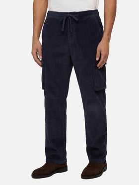 Pantaloni cargo blu navy in velluto a coste Goldeck