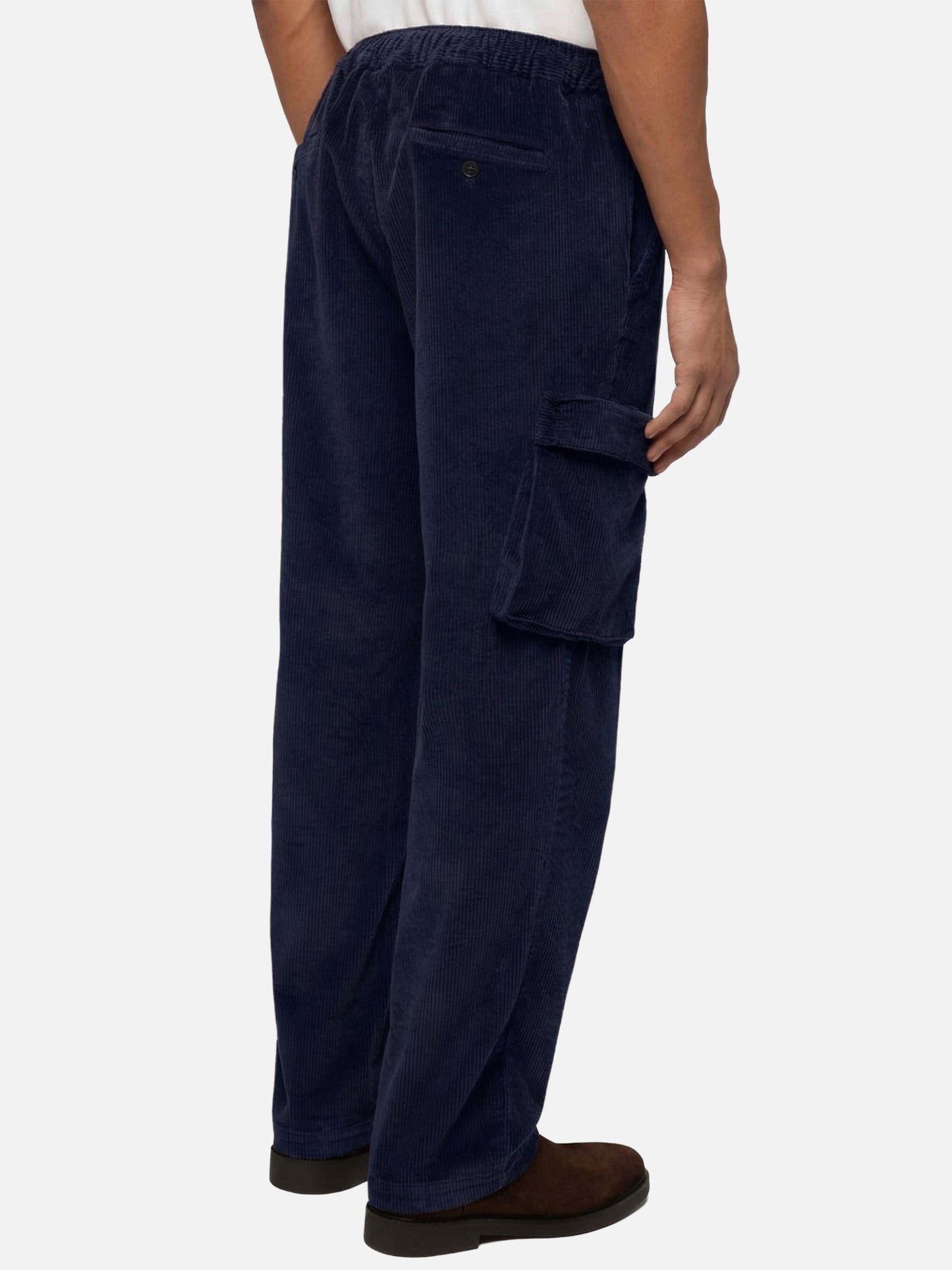 Pantaloni cargo blu navy in velluto a coste Goldeck