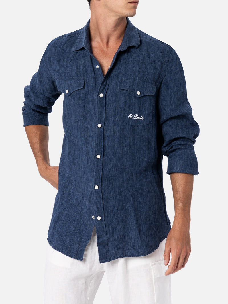 Man linen denim delave shirt Greg