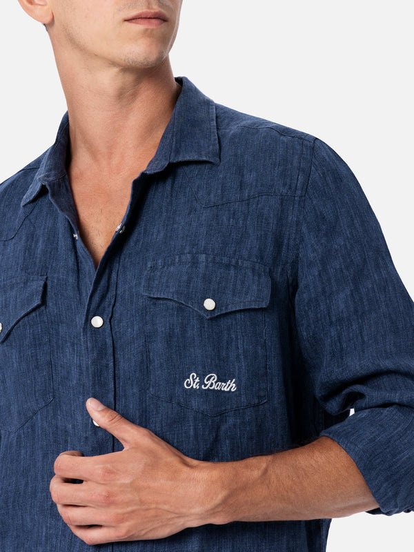 Man linen denim delave shirt Greg