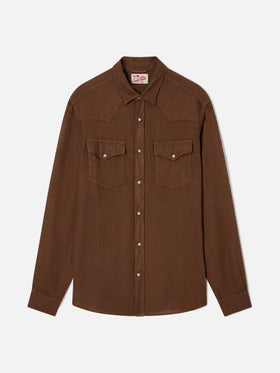 Camisa Greg de lino marrón 