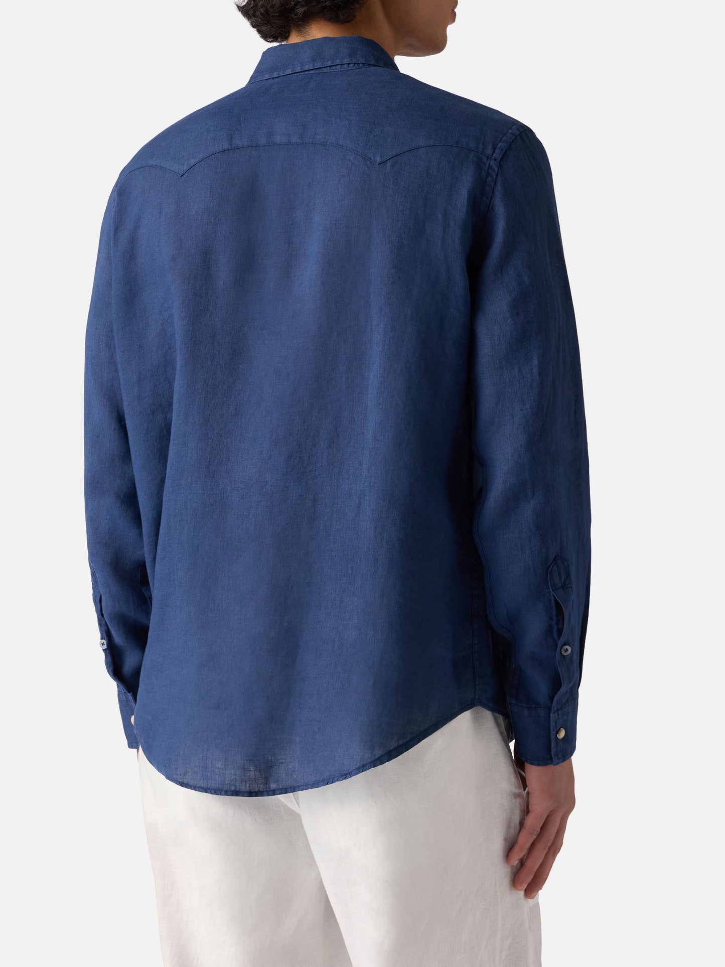 Camicia in lino denim scuro