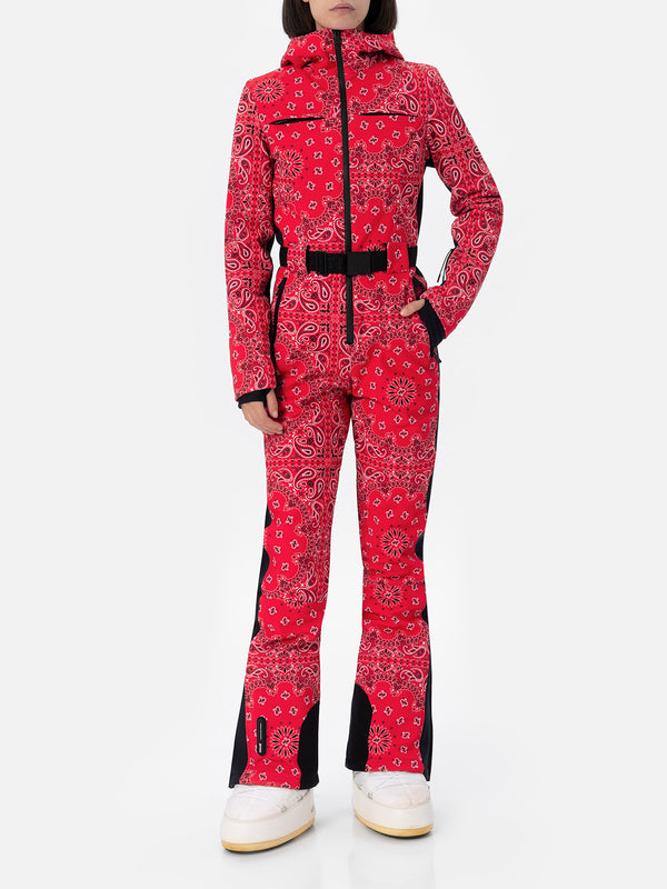 Woman ski suit Garmisch with bandanna print