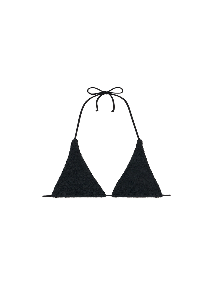 Woman black crinkle triangle top Guiana