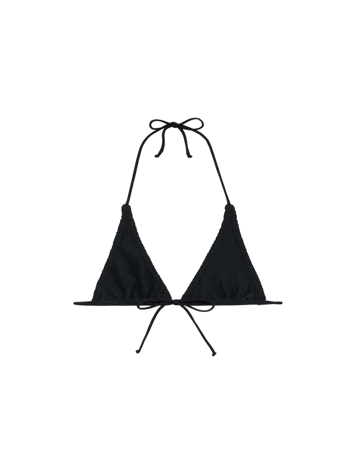 Woman black crinkle triangle top Guiana