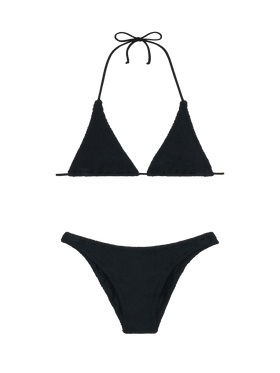 Woman black crinkle triangle bikini Guiana Elise