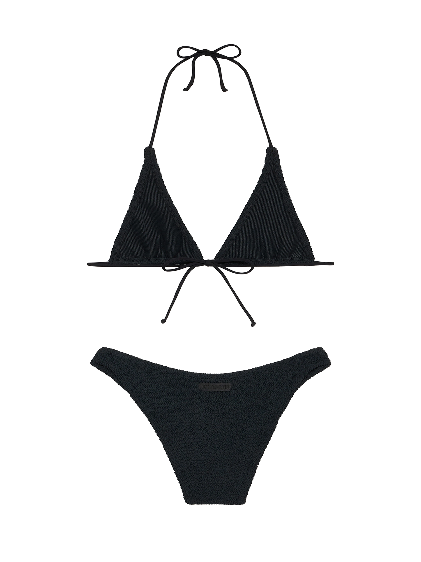 Woman black crinkle triangle bikini Guiana Elise