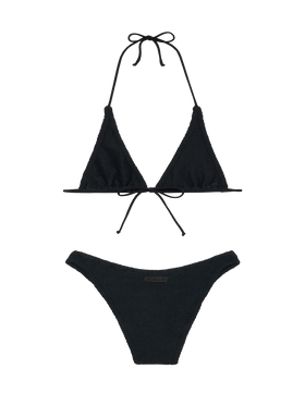 Woman black crinkle triangle bikini Guiana Elise