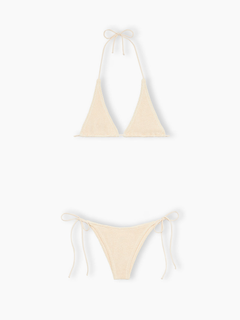 Triangel-Bikini in Crinkle-Optik für Damen, cremefarben, Guiana Marielle