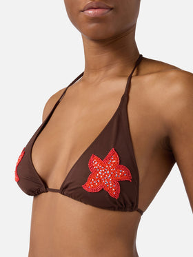 Guiana Maia brown bikini with beaded starfish