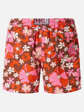 Mittellange Gustavia-Badeshorts mit Vintage-Blumenmuster
