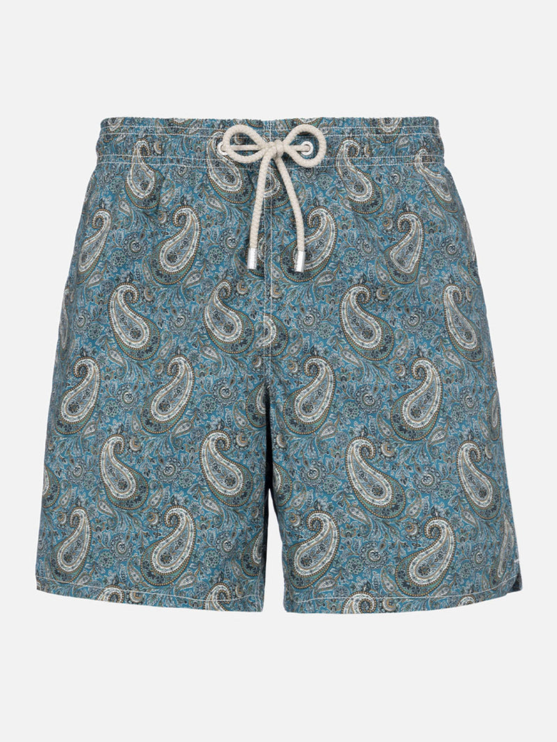 Man mid-length Gustavia swim-shorts with cashmere print