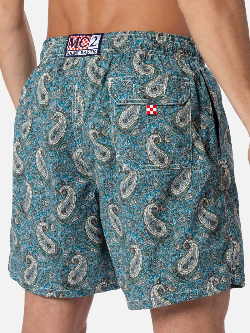 Man mid-length Gustavia swim-shorts with cashmere print