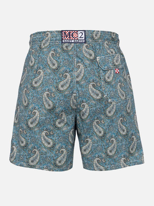 Mittellange Gustavia-Badeshorts für Herren mit Kaschmir-Print