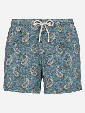 Man mid-length Gustavia swim-shorts with cashmere print