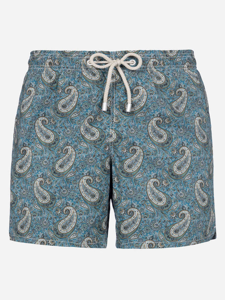 Mittellange Gustavia-Badeshorts für Herren mit Kaschmir-Print