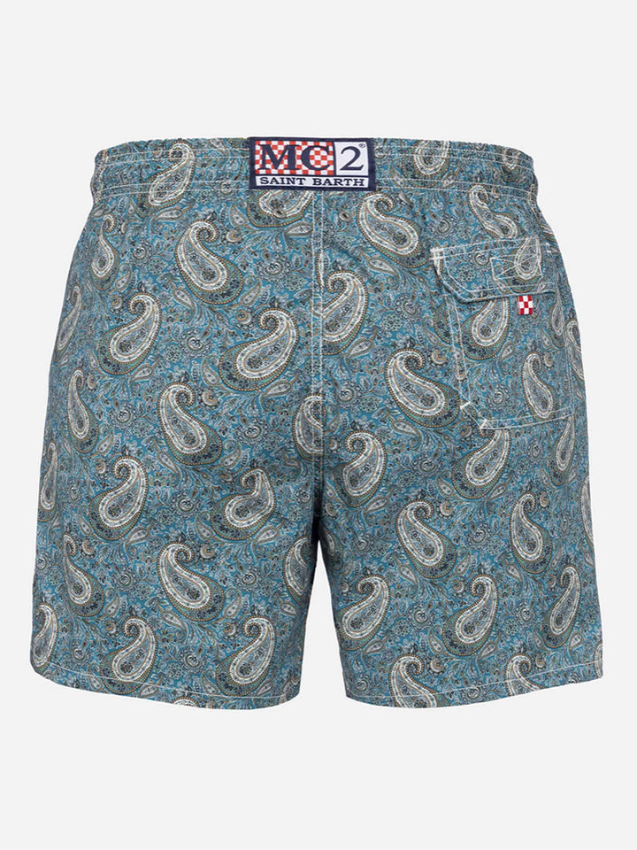 Mittellange Gustavia-Badeshorts für Herren mit Kaschmir-Print