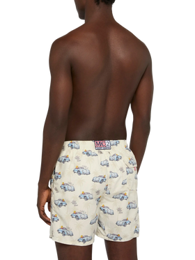 Mittellange Gustavia Badeshorts mit Enten- und Auto-Print |CRYPTOPUPPETS SPECIAL EDITION