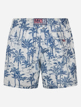 Man mid-length Gustavia swim-shorts with toile de jouy print