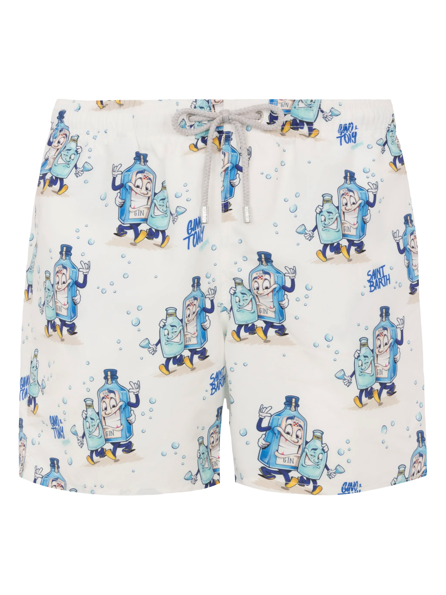 Mid-length Gustavia swim-shorts with cocktail print |CRYPTOPUPPETS SPECIAL EDITION