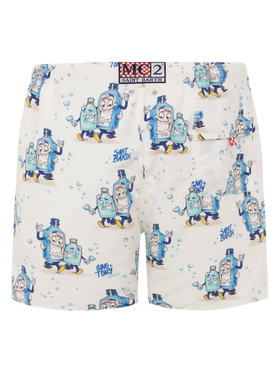 Mid-length Gustavia swim-shorts with cocktail print |CRYPTOPUPPETS SPECIAL EDITION