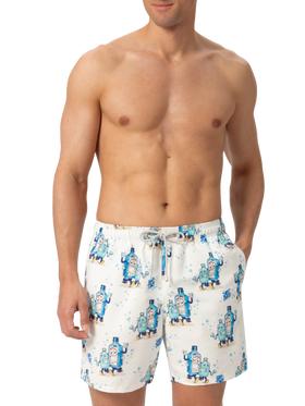 Mid-length Gustavia swim-shorts with cocktail print |CRYPTOPUPPETS SPECIAL EDITION