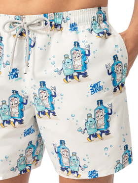 Mid-length Gustavia swim-shorts with cocktail print |CRYPTOPUPPETS SPECIAL EDITION