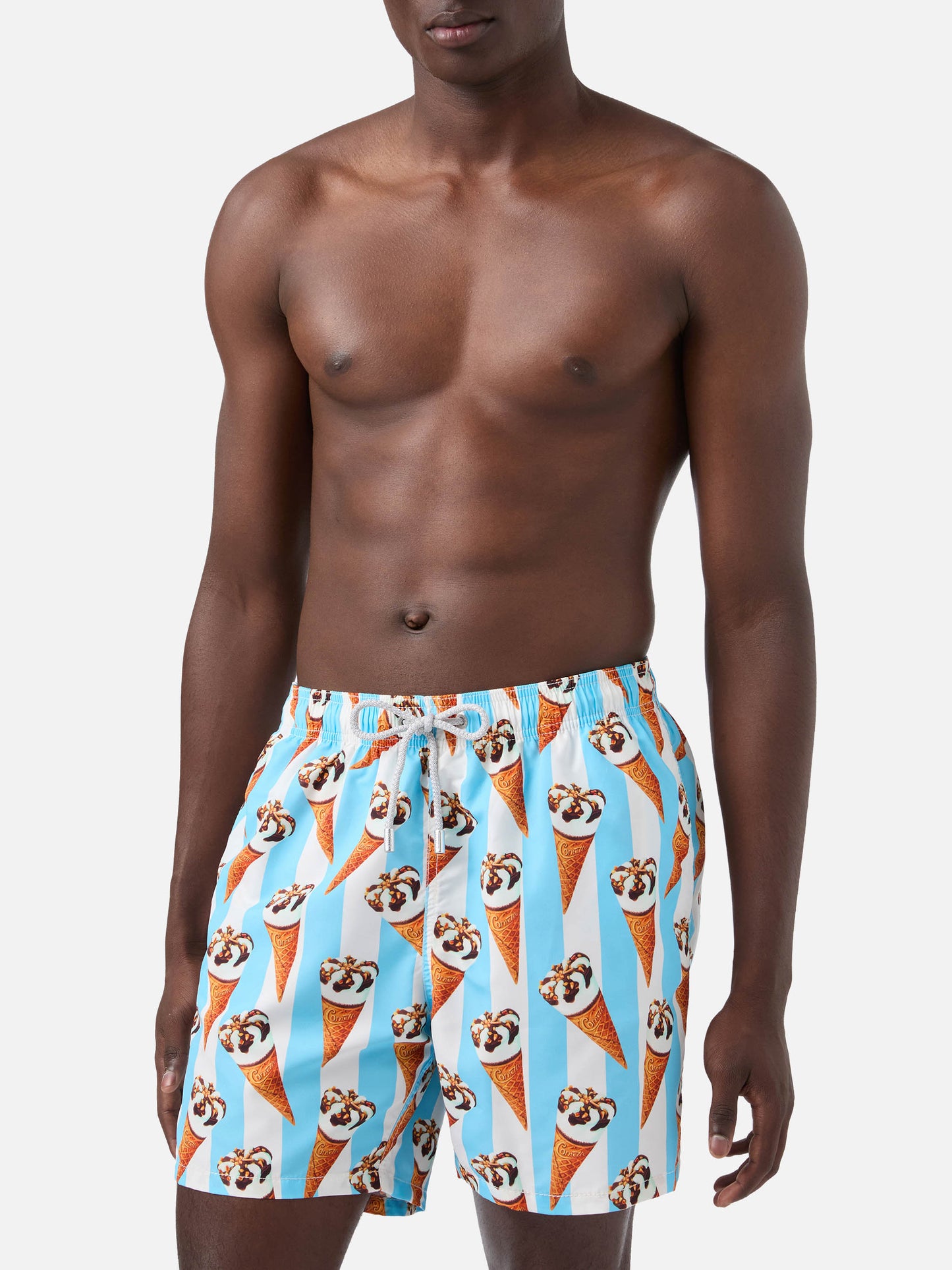 Gustavia Cornetto print and light blue striped swim shorts | Special Edition