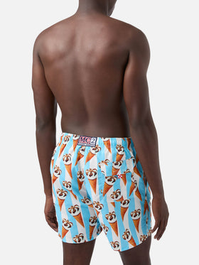 Gustavia Cornetto print and light blue striped swim shorts | Special Edition