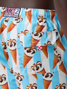 Gustavia Cornetto print and light blue striped swim shorts | Special Edition