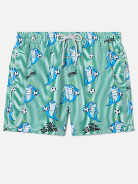 Gustavia striped swim shorts with shark print | Special Edition