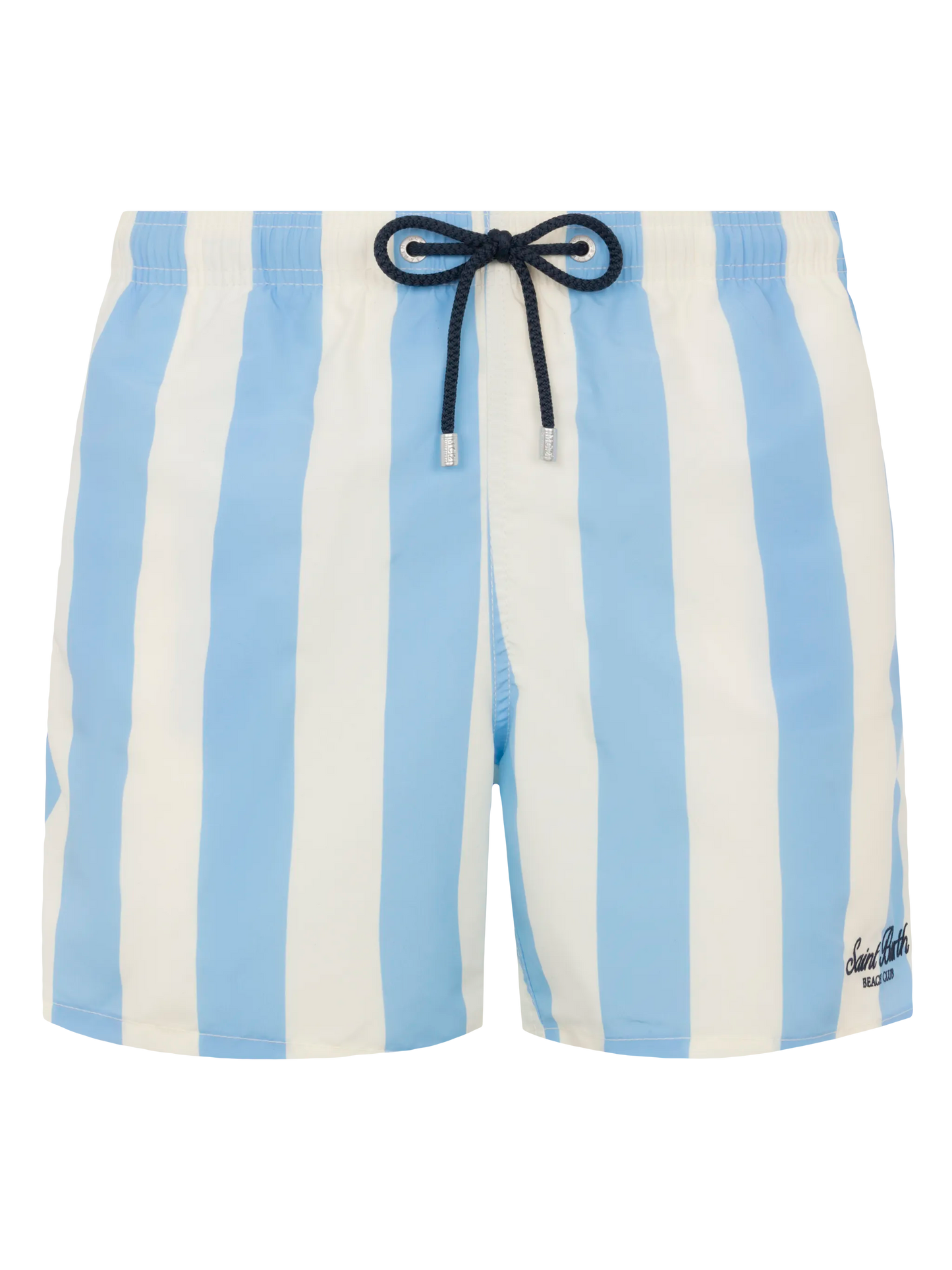 Mid-length striped Gustavia swim-shorts with St. Barth embroidery