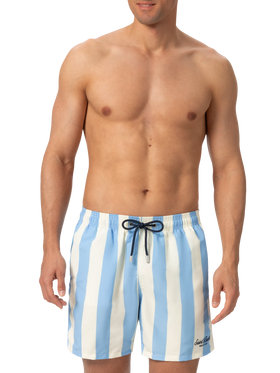 Mid-length striped Gustavia swim-shorts with St. Barth embroidery