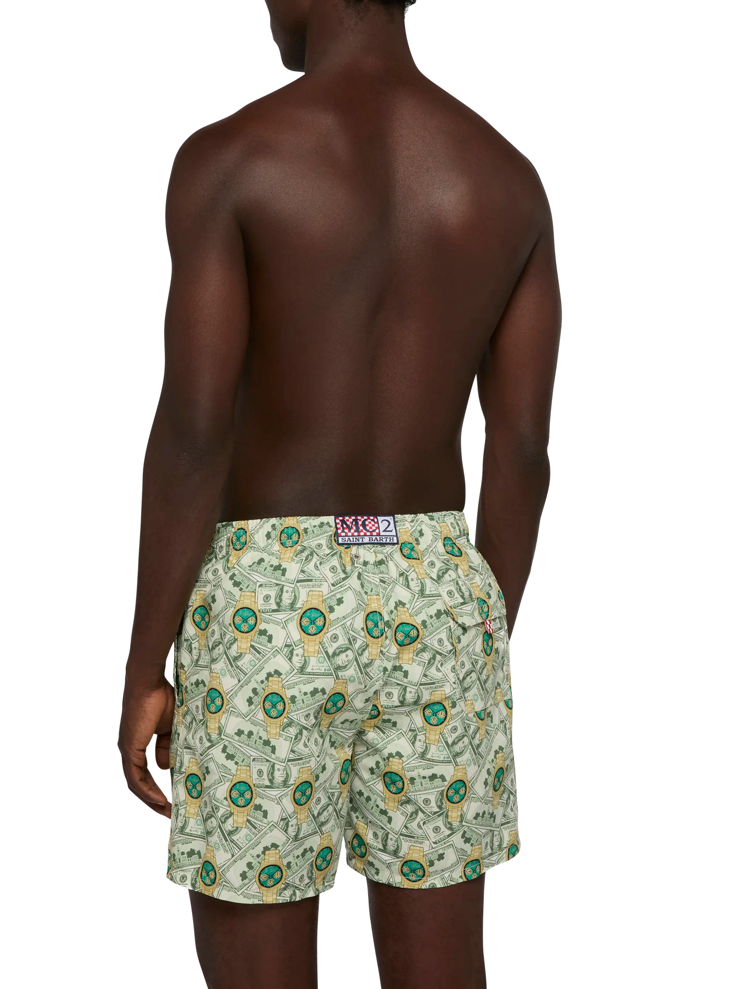 Mittellange Badeshorts Gustavia mit Uhren-Print