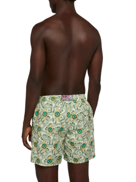 Mittellange Badeshorts Gustavia mit Uhren-Print