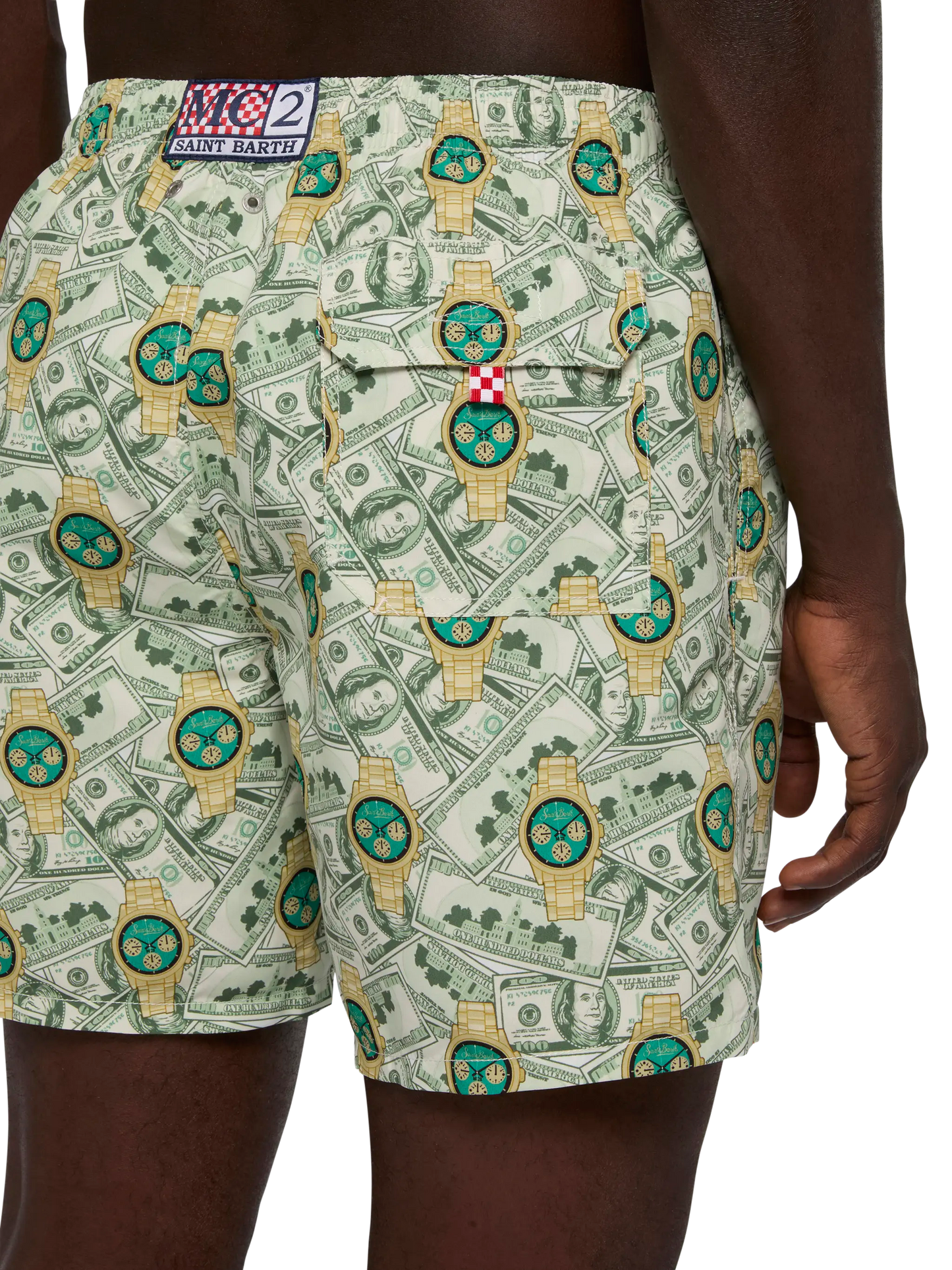 Mittellange Badeshorts Gustavia mit Uhren-Print