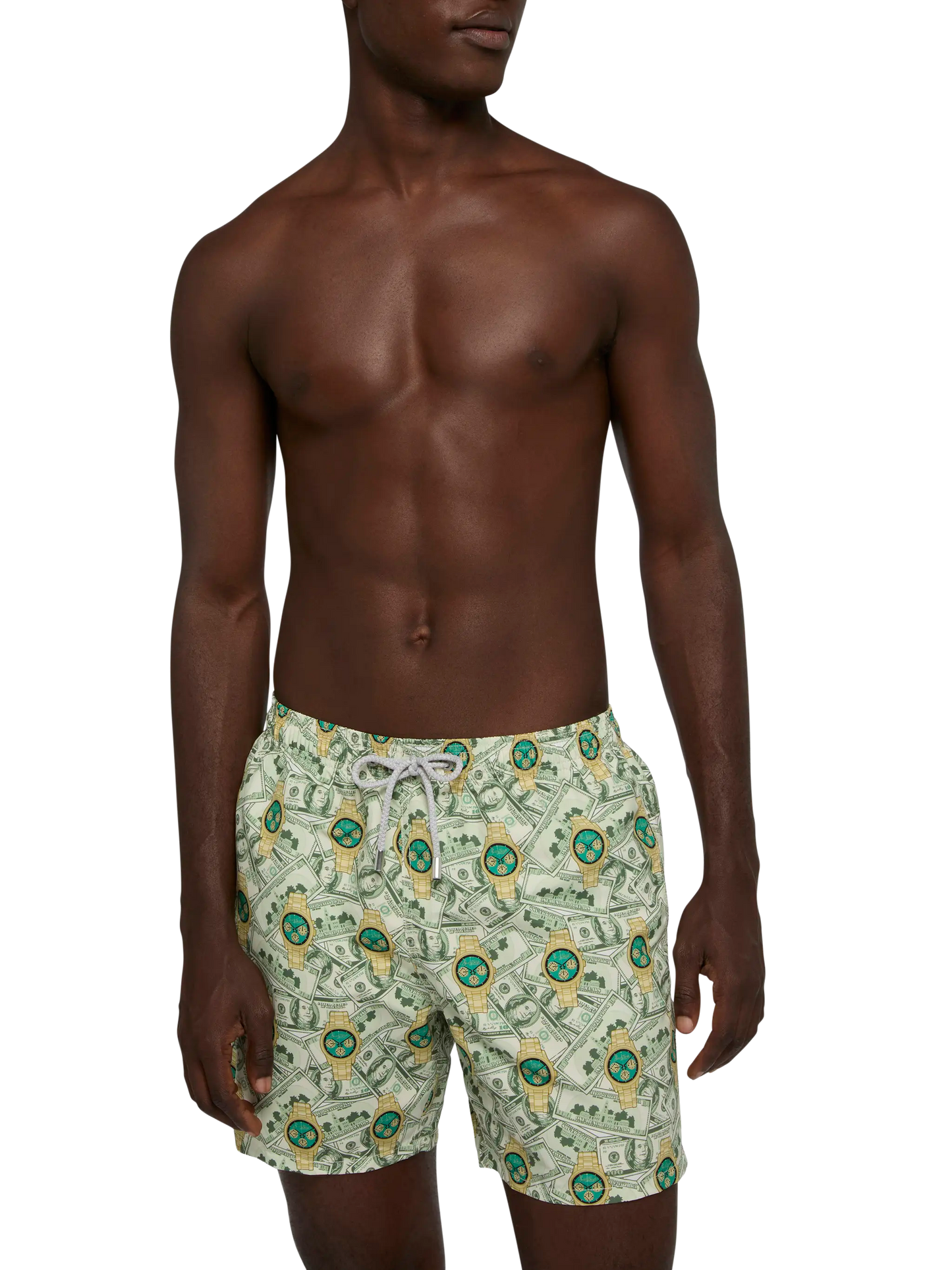 Mittellange Badeshorts Gustavia mit Uhren-Print