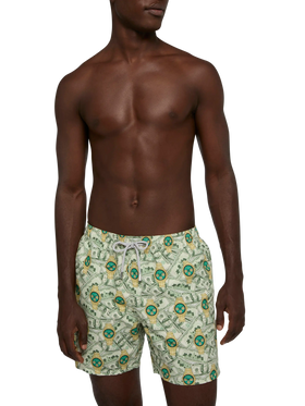 Mittellange Badeshorts Gustavia mit Uhren-Print