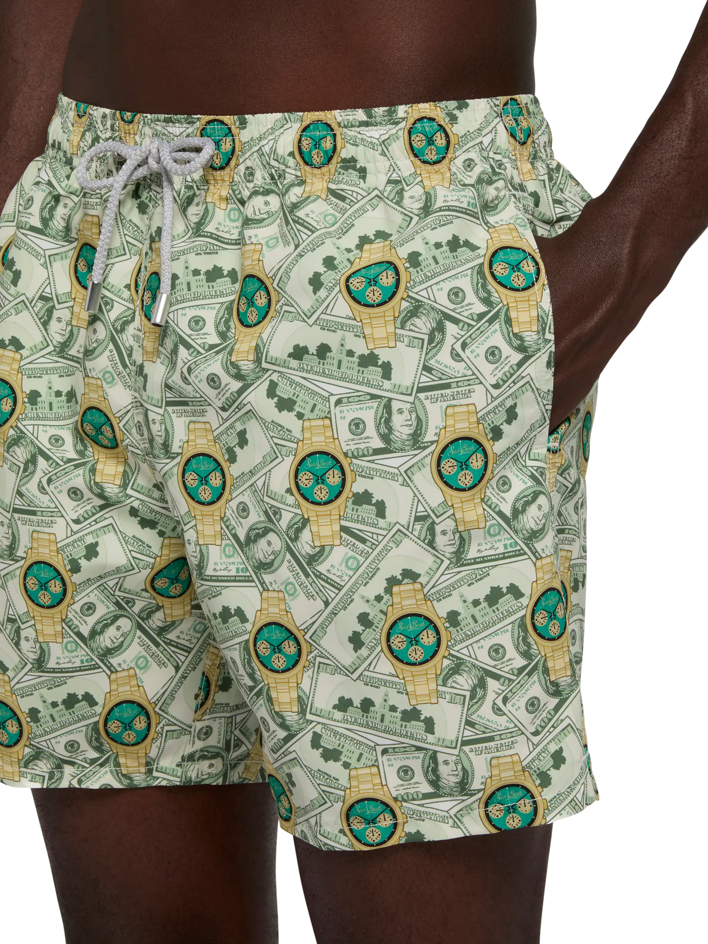 Mittellange Badeshorts Gustavia mit Uhren-Print