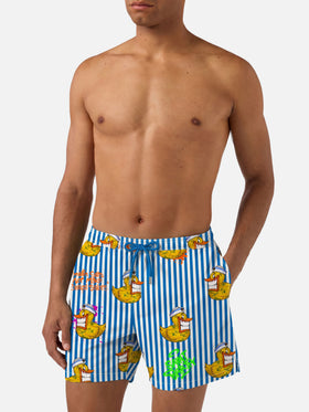 Man classic swim shorts with Crypto ducky print | CRYPTO PUPPETS® SPECIAL EDITION