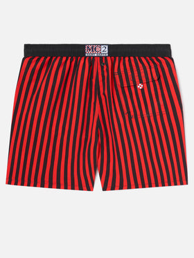 Gustavia rot gestreifte Badeshorts mit AC MILAN Patch und Rossoneri-Stickerei | AC MILAN SPECIAL EDITION 