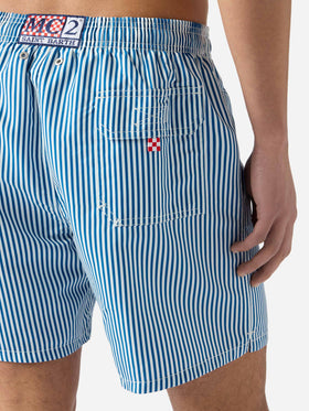Gustavia blue striped swim shorts with Sapore di Mare embroidery | Special Edition