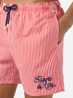 Costume mare Gustavia a righe rosse con ricamo Sapore di Mare | Special Edition
