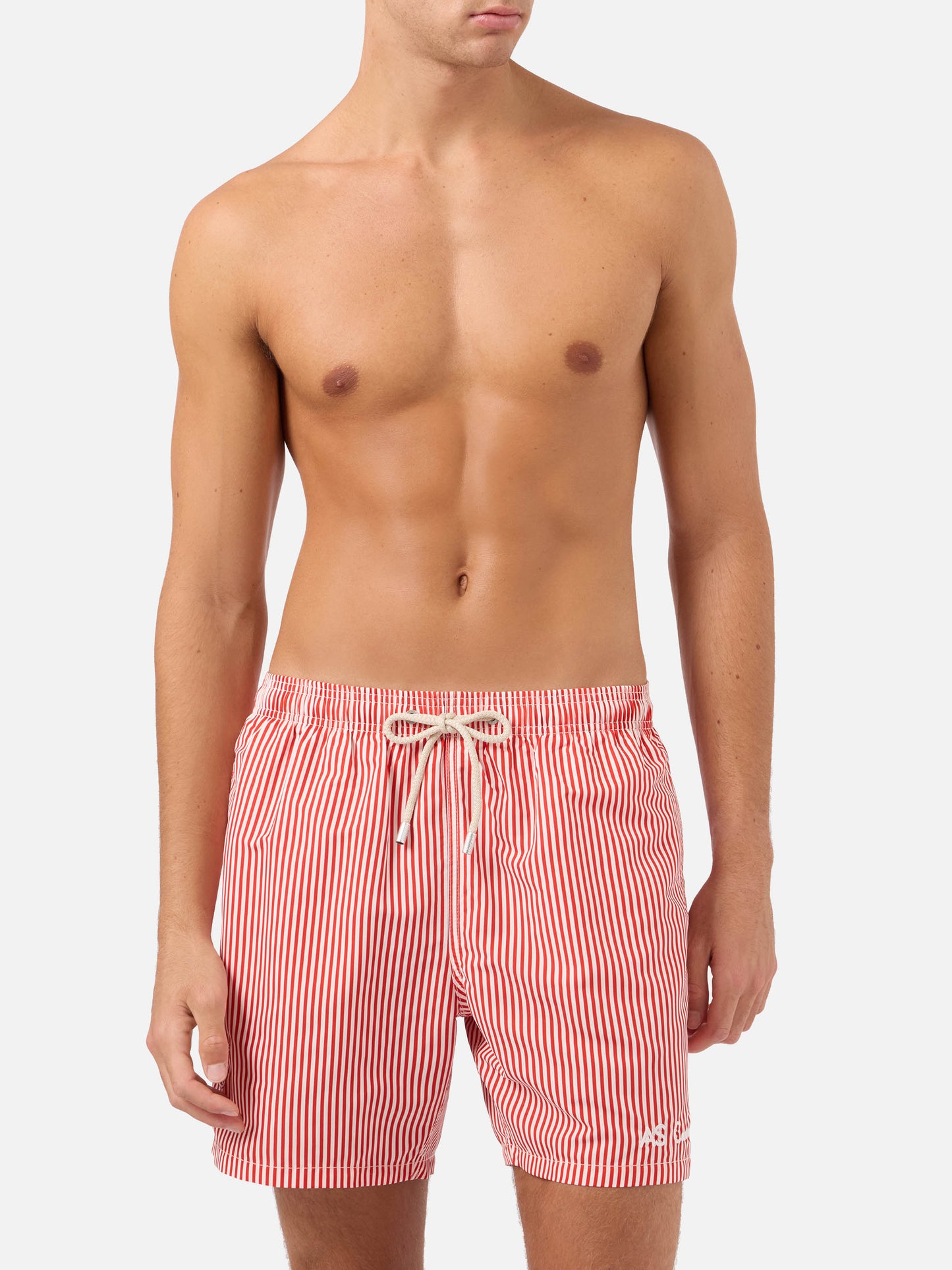 Costume mare Gustavia a righe rosse con ricamo AS Cannes | AS CANNES SPECIAL EDITION