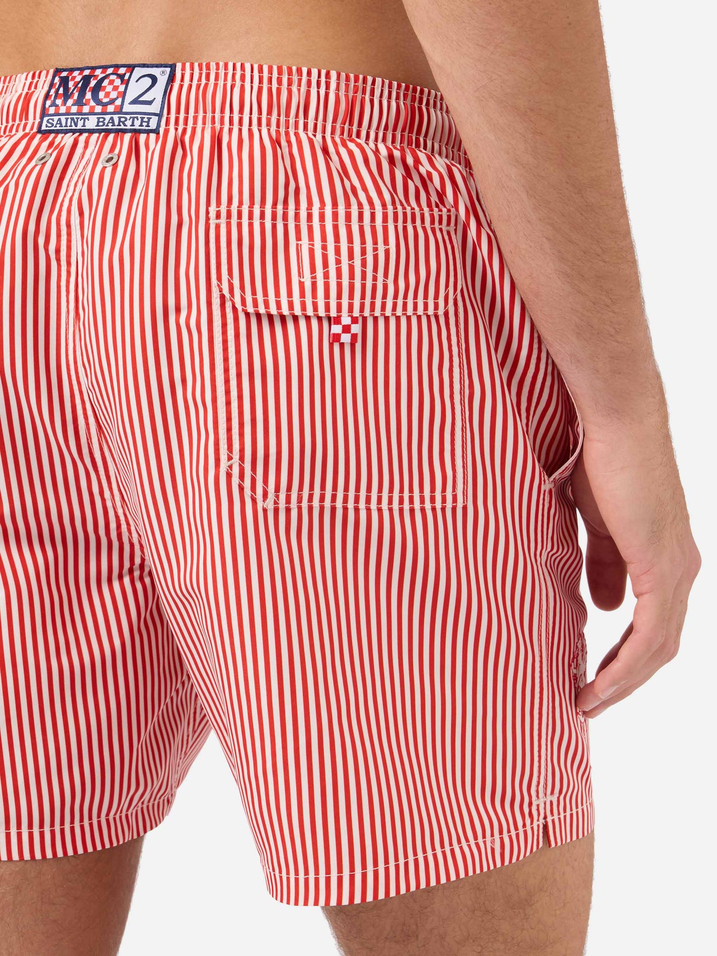 Costume mare Gustavia a righe rosse con ricamo AS Cannes | AS CANNES SPECIAL EDITION