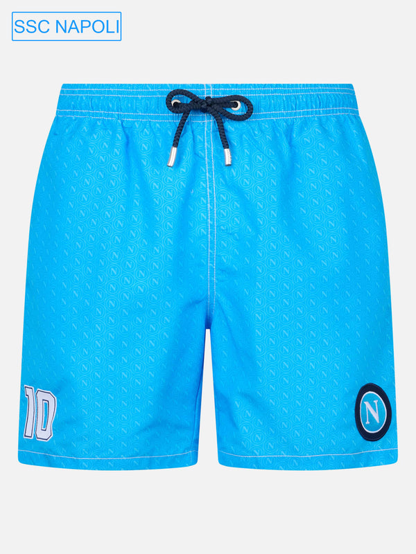 Mittellange Badeshorts Gustavia für Herren mit Napoli-Print | SSC NAPOLI SPECIAL EDITION